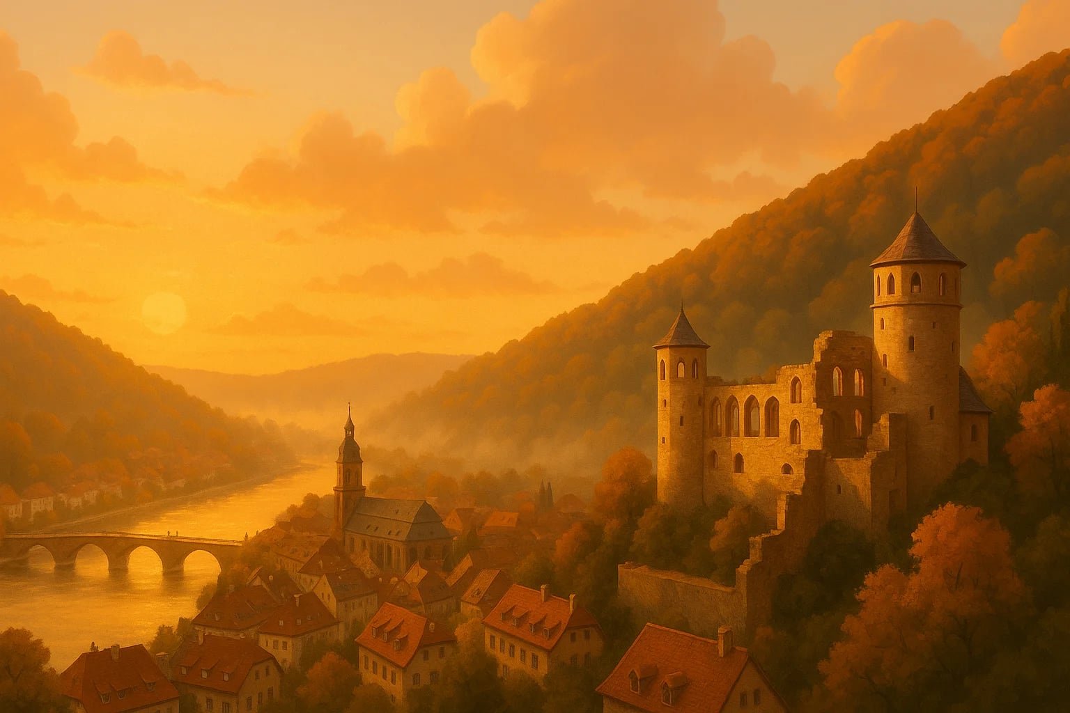Heidelberg Castle in autumn - historic German landmark representing education and career
